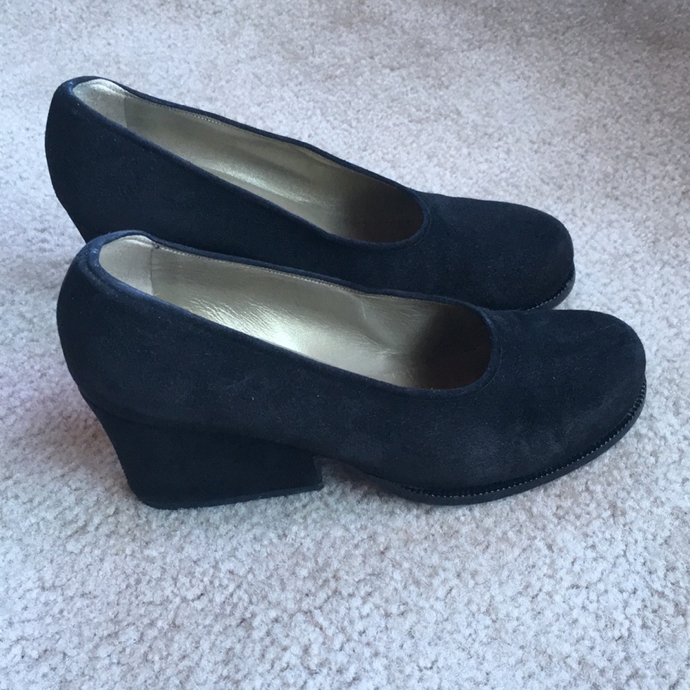 Saint Laurent suede block heel sz 7